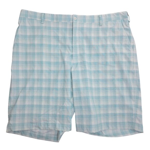 Nike Golf Mens Plaid Light Blue/White Checkered Polyester/Spandex Shorts 42 - Picture 1 of 7